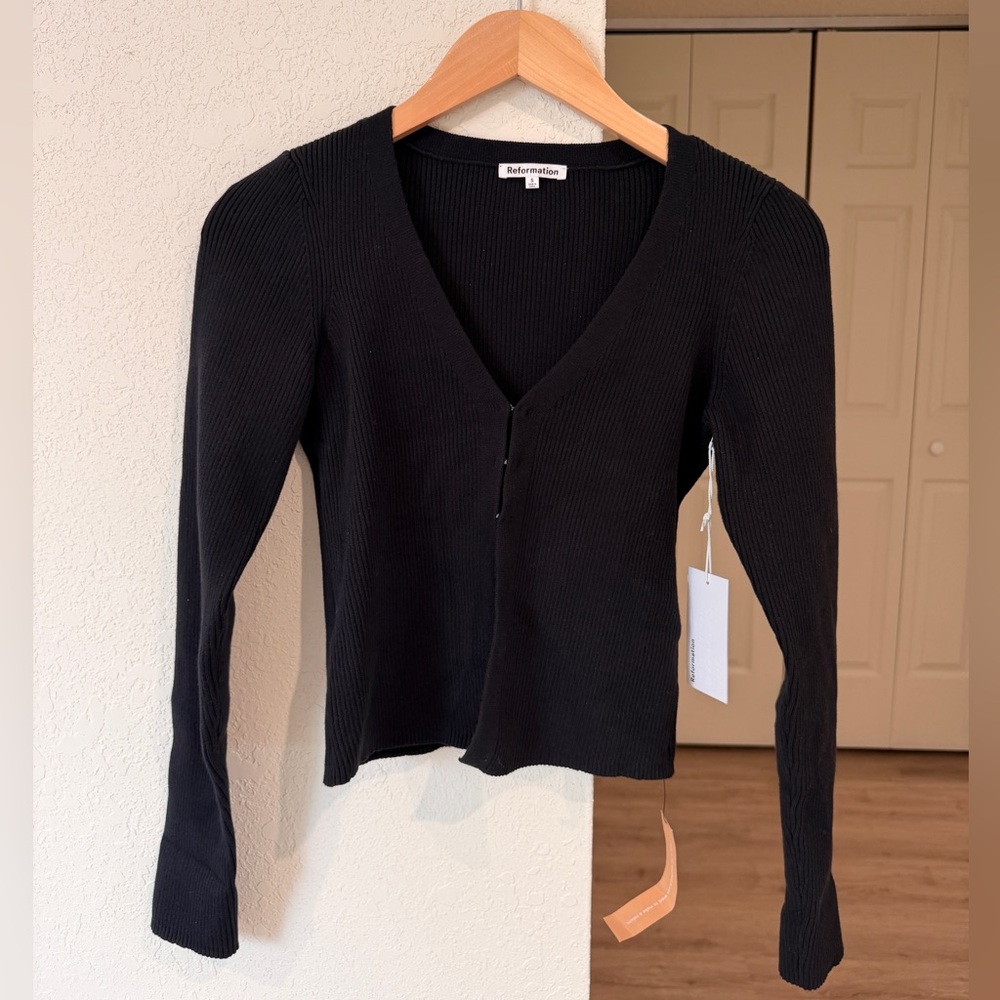 Reformation Kaitlyn Cotton Cardigan - Black (S) (NWT)